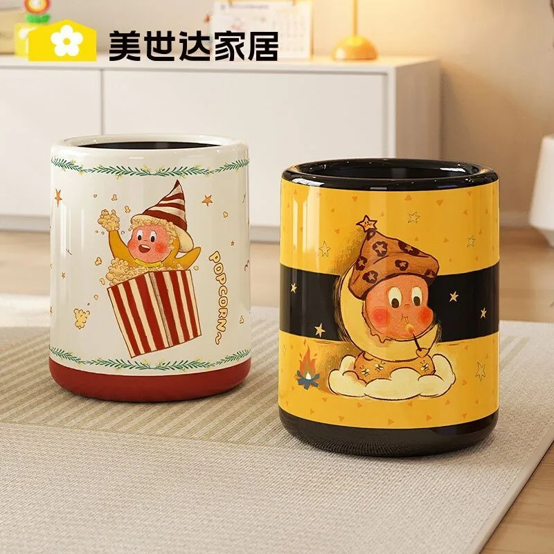 

Large Cute Cartoon Trash Bin - High-Capacity Home Decor Storage Can for Living Room, Bedroom & Office Desktop Kitchen Trash Can