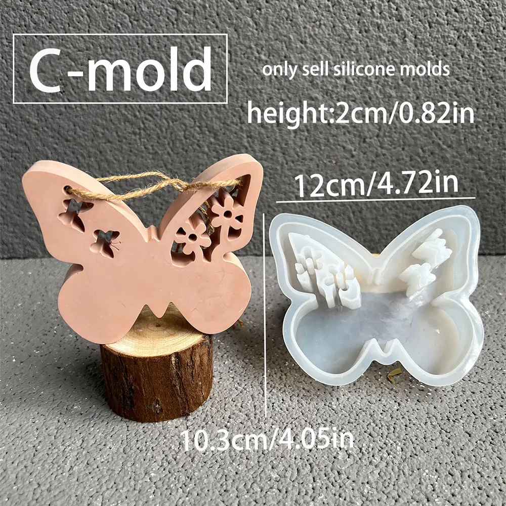 3D-Vogel-Tierform, niedliche Schmetterlings-Gips-Hängedekoration, Harz-Silikon-Tonform, DIY-Liebesvogel-Gartendekoration – Detail 6