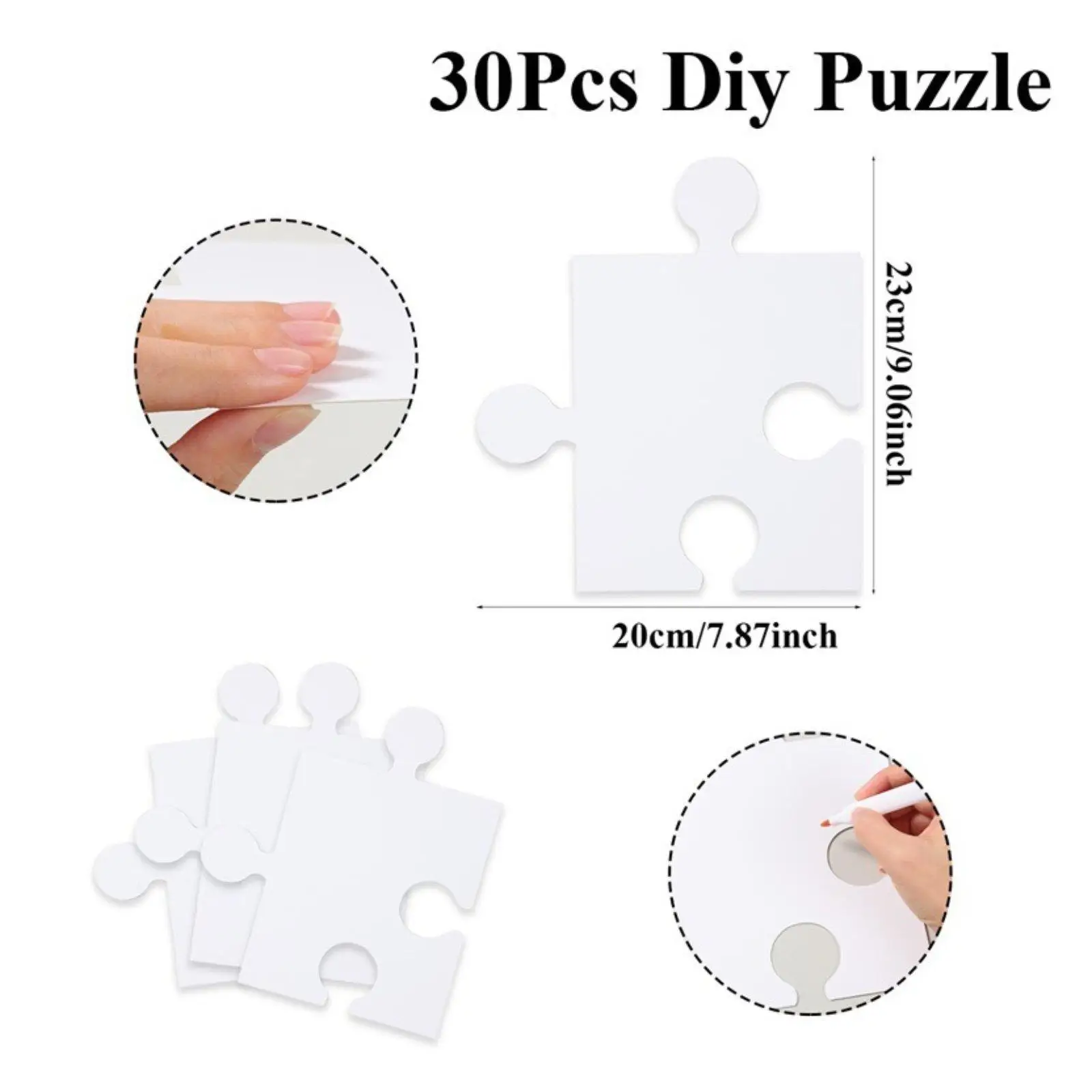 White Blank Drawing Puzzles Cardboard Pieces Custom Art Jigsaw Set for Kids School Projects