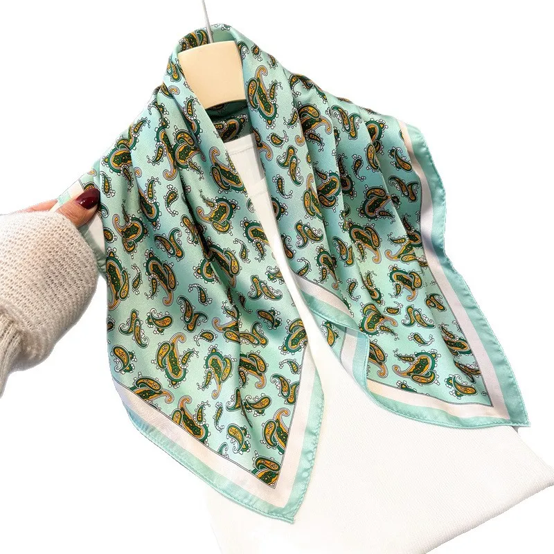 

Женский квадратный платок из искусственного шелка с защитой от солнца, французский ретро-дизайн, декоративный головной платок, хиджаб