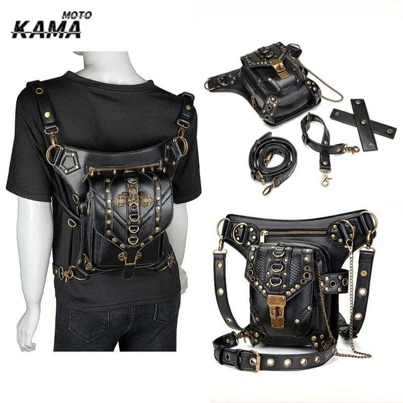 Motorcycle Chain Bag Women's Small Crossbody Bag Retro St Punk Ladies Shoulder Diagonal Waist Bag Crossbody for Women