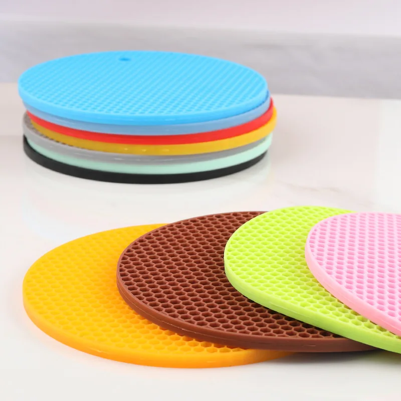 

14*14cm Round Heat Resistant Silicone Mat Drink Cup Placemat Kitchen Coasters Non-slip Pot Holder Table Durable Rubber Pads