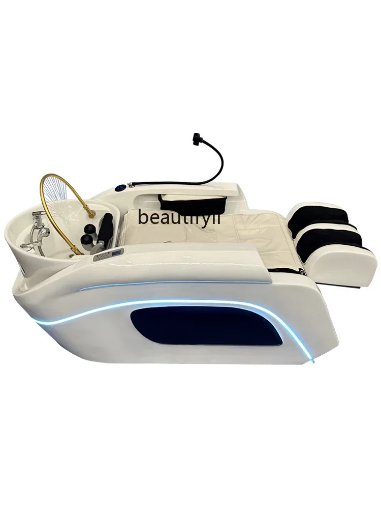 High-End Automatic Intelligent Whole Body Massage Couch Fumigation Water Circulation Electric Barber Shop Shampoo Chair