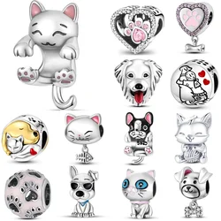 925 Sterling Silver Cute Cat And Dog Paw Print Animal Series Charms Beads Fit Original Wear Bracelets S925 DIY Jewelry Gifts