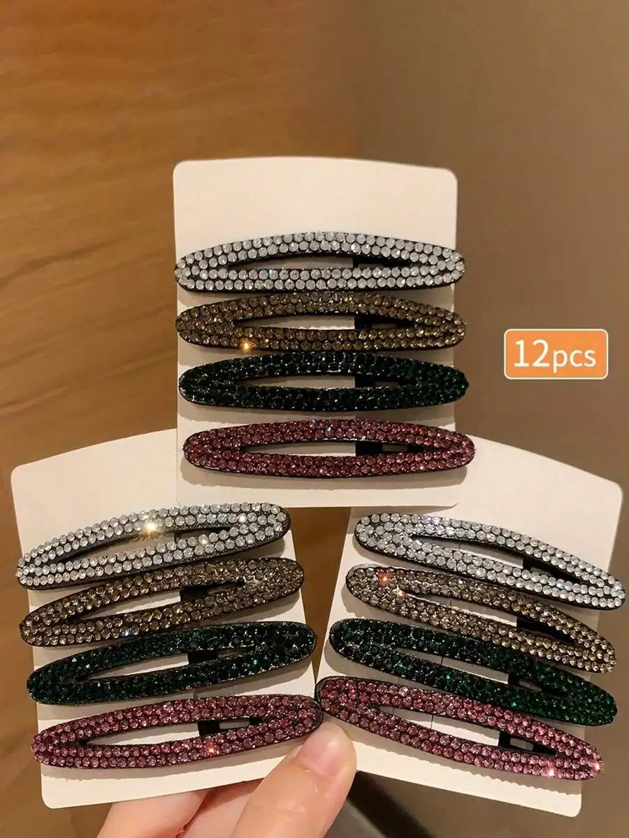 7pcs Womens Elegant Rhinestone Water Drop Hair Clips Claw Barrettes For Party Festival Gift