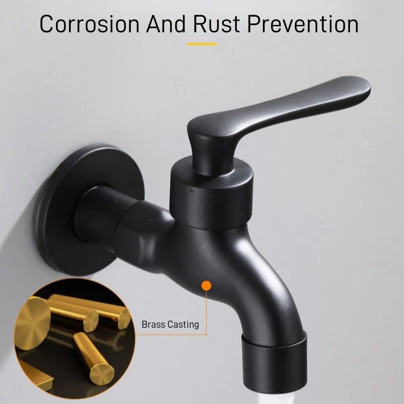 Black Mop Pool Faucet Washing Machine Faucet Fully Automatic Wholesale All Copper Extended Faucet