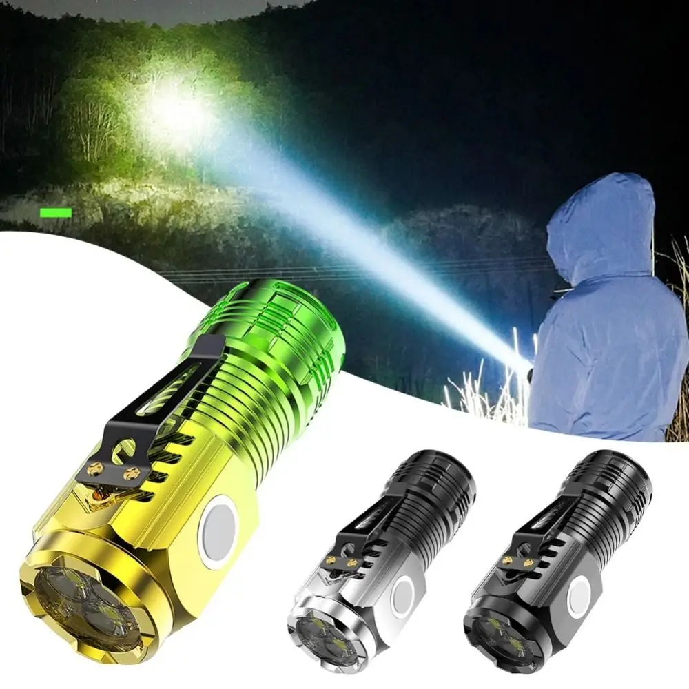 

With Clip Three-Eyed Mini Flashlight Mini Portable Flash Super Power Flashlight Rechargeable Multi-Uses Emergency Flashlights
