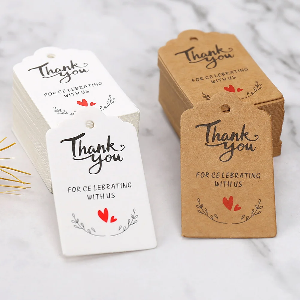 

200pcs Thank You Labels Gifts Mini Cards Wedding Decorative Tags Paper Decoration Creative Design Festive Party Gift Adornments