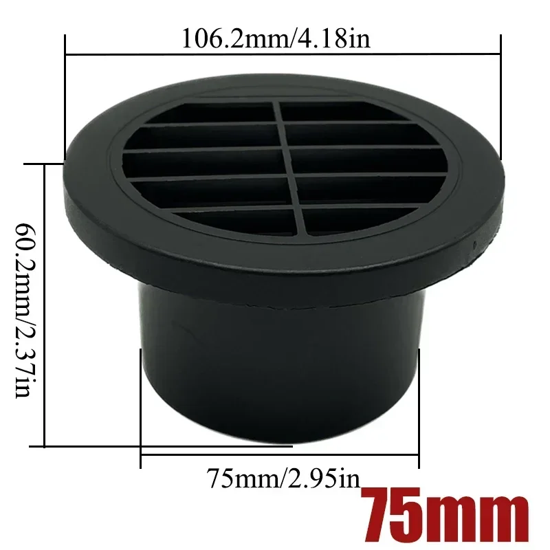 2X 42mm/60mm/75mm/90mm Warm Heater Parking Heater Air Vent Car Heater Ducting Duct Air Outlet Black For Webasto Truck Auto Parts