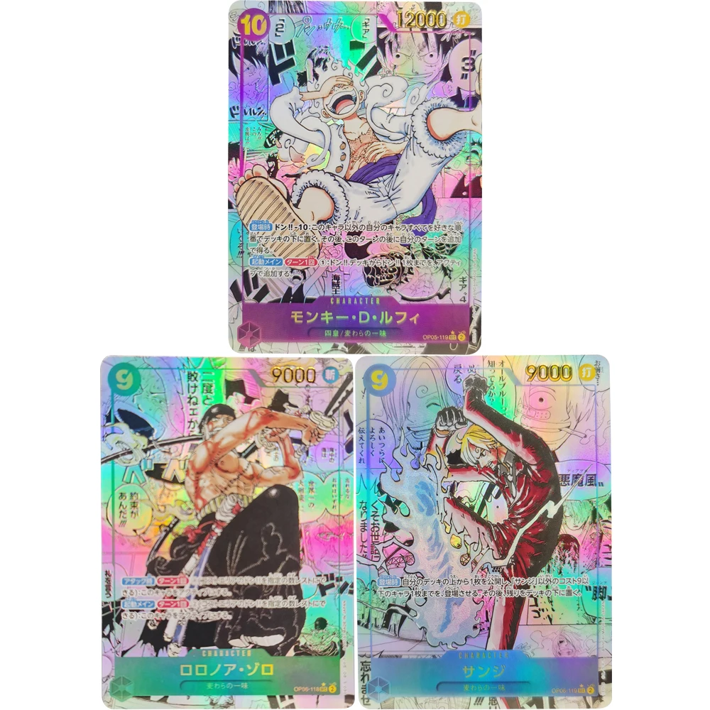 

3 шт./компл. ONE PIECE японский Луффи Санджи Зоро Хэнкок Шанкс Нами OPCG флэш-карта самодельная классическая коллекционная карта аниме
