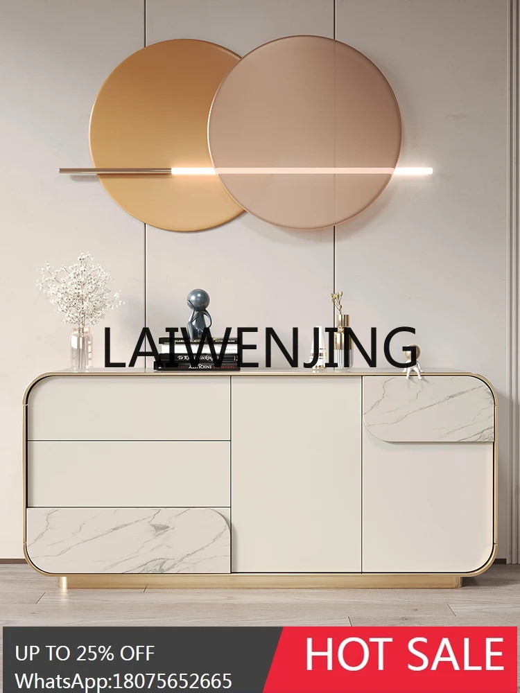 

Italian Hallway Marble Sideboard Cabinet Living Room Partition Wall Stainless Steel Decorative Storage