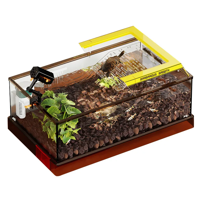 Ecological stream tank ultra-white fish tank household living room small fish tank landscaping full set of fish and turtle mixed