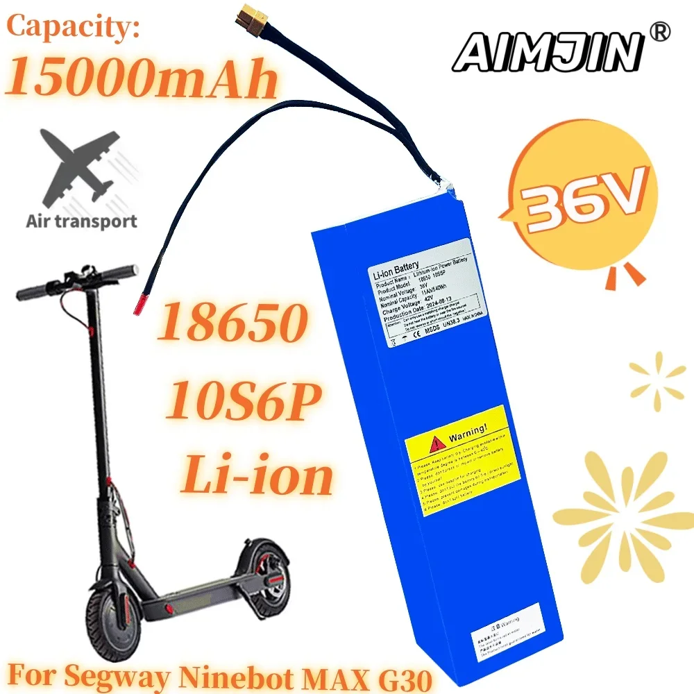 

18650 36V 15000mAh 10S6P Lithium Rechargeable Battery For Segway Ninebot MAX G30 Electric Scooter Special Battery