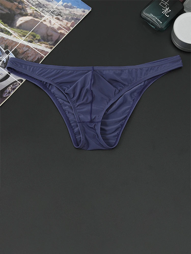 Men Ice Silk Briefs Low-Rise See-Through Pouch Underwear Thin Section Breathable Underpants High Elastic Bikini Slip Homme - Image 3