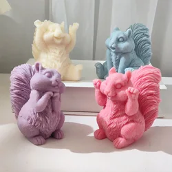 Four Cute Squirrels Candle Silicone Mold DIY Lovely Animal Squirrel Shape Plaster Candle Making Mould Resin Molds Home Decor