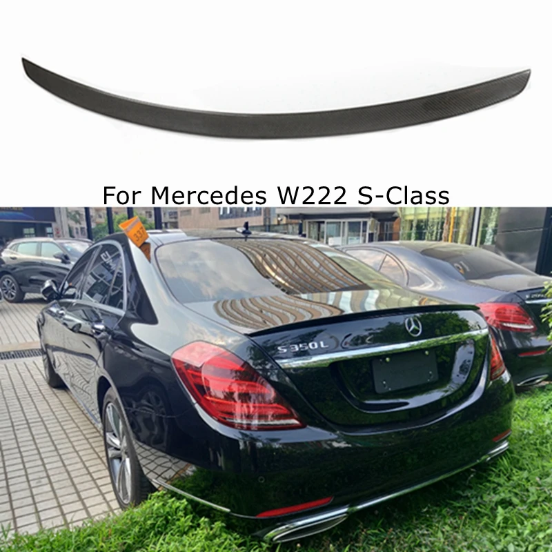 

For Mercedes W222 S-Class S63 S300 S350 S400 S500 S550 4 Door Sedan 2014 - UP BAS Style Carbon Fiber Rear Trunk Spoiler Wing