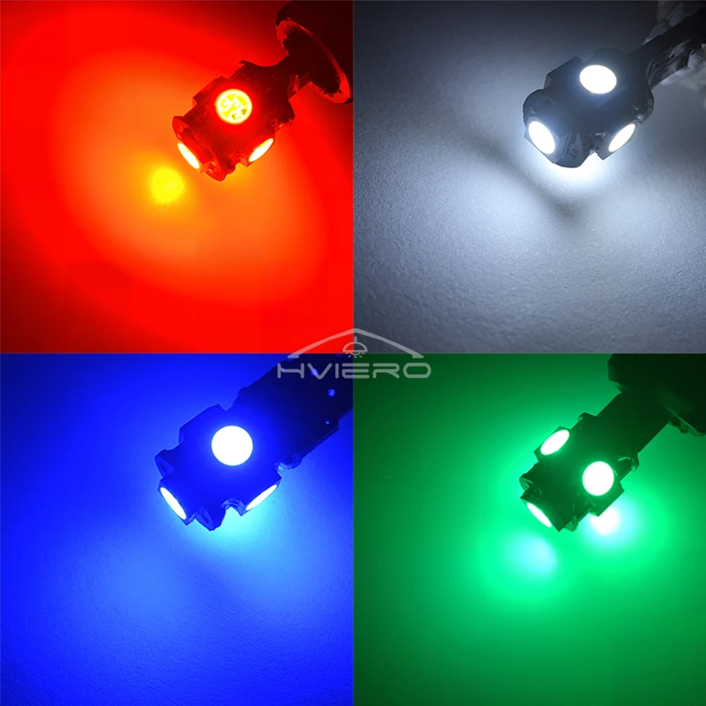 2Pcs LED Canbus 5050 5SMD Auto No Error DC 12V Bulbs White Blue Red Reading Tail Lamps Door Turn Signal Marker Interior Lighting