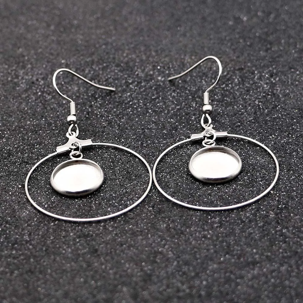 

20 PCS Earring Holder DIY Jewelry Making Stainless Steel Base Mosaic Pendant Setting Tray