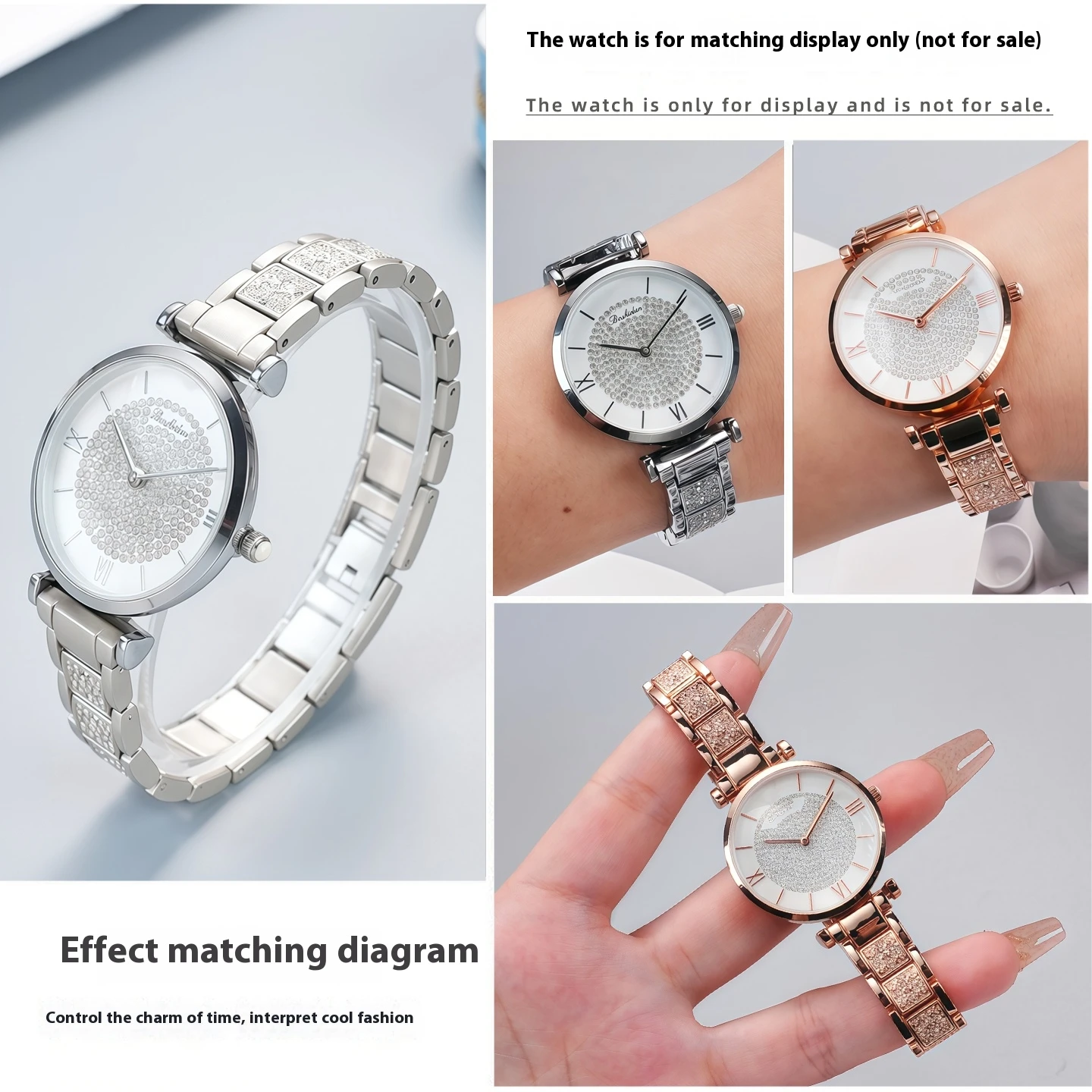 Correa de Reloj de 14 mm para Reloj Armani Starry Sky para Mujer, Elegante, con Diamantes, Hebilla de Joyería, Luz de Estrella, Plateado, Dorado, Oro Rosa