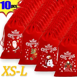 Merry Christmas Velvet Bags Drawstring Pouch Candy Snack Gifts Bag Jewelry Packaging Bags For Christmas New Year Decoration