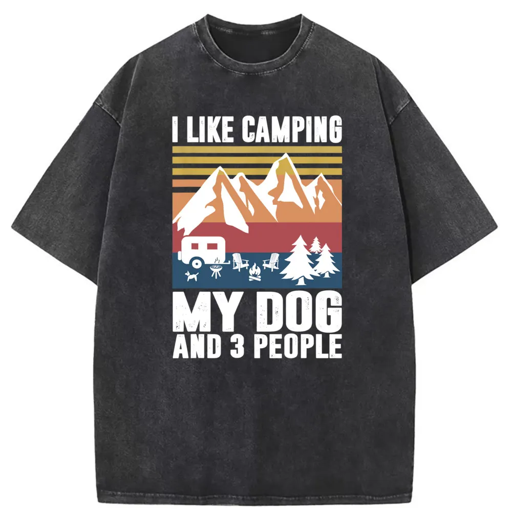 I Ike Camping My Dog And Three Peop E Funny Camper T Shirt Sweatshirts Summer/Autumn Long Sleeve New Coming