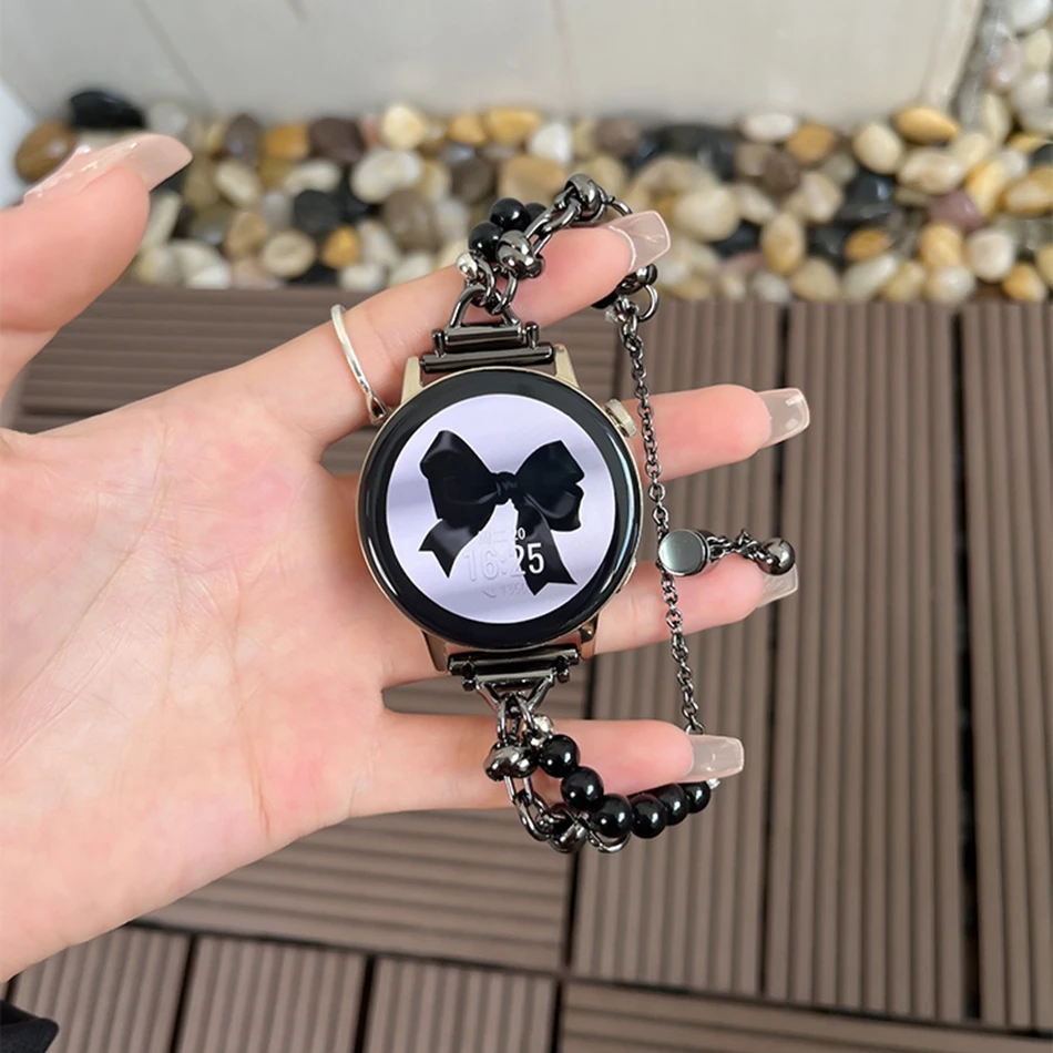 Armband für Samsung Galaxy Watch 3 46 mm 42 mm Active 2 40 44 Gear S3 Uhrenarmband 20 mm 22 mm Edelstahl-Perlenkettenarmband