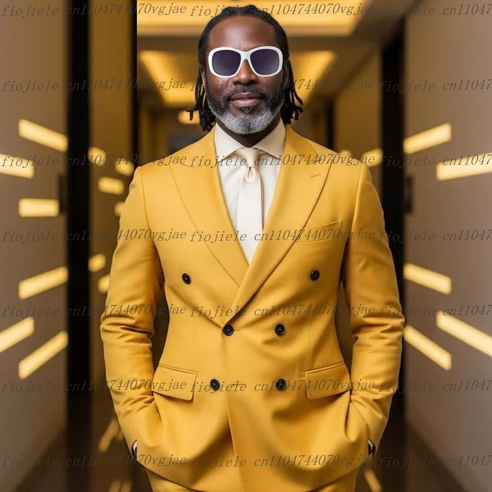 

Новый желтый мужской костюм для торжественных случаев, свадебная вечеринка, жених, жених, деловой выпускной, мужские смокинги на заказ, комплект из 2 предметов, куртка, брюки