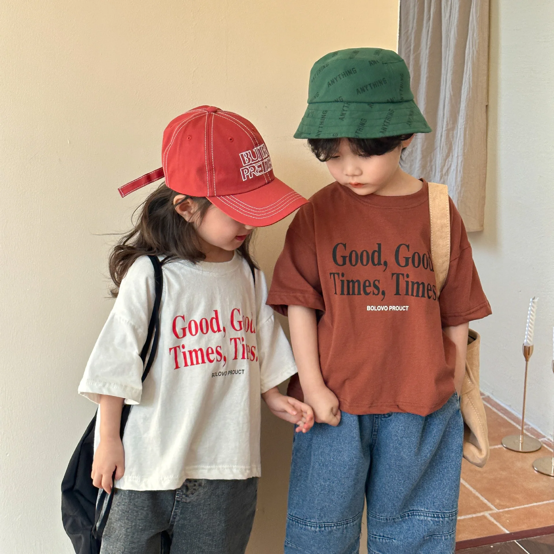 2024 Summer Fashion Loose Girl Children Letter Print T-shirt Boy Baby Cotton Short Sleeve Tees Kid Casual Tops Toddler Clothes