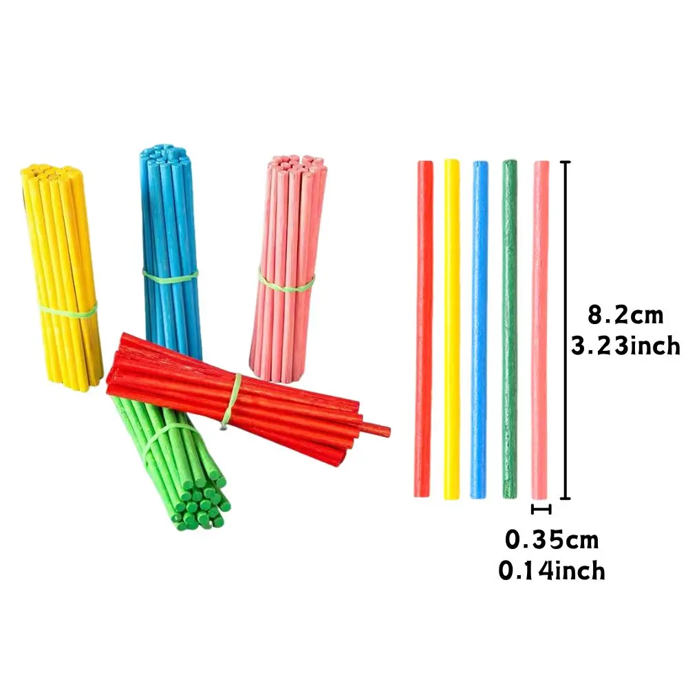 100pcs Wooden Counting Sticks Multiple Colors Math Teaching Aid Visual Sensory Hand Eye Coordination Ability Cultivation YMY
