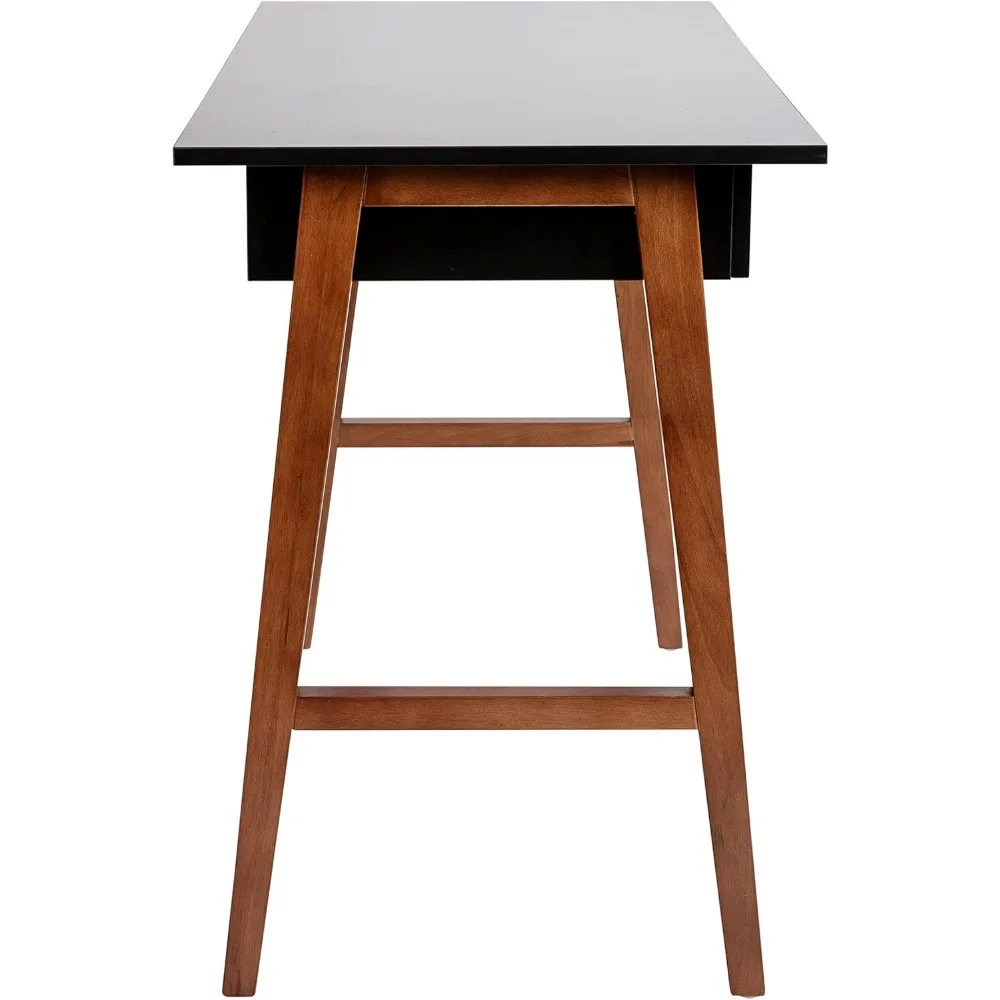 مكتب كمبيوتر Flash Furniture Darla - مكتب مكتب منزلي أسود مع درج تخزين - 42 مكتب كتابة طويل لغرفة النوم