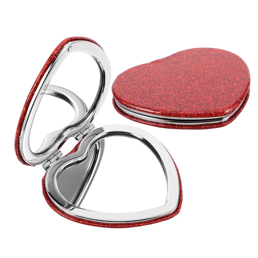 

2Pcs Double Sided Heart Shaped Compact Mirror Portable Foldable Mini Makeup Mirror for Purse Pocket Women Use