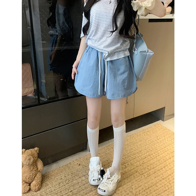 Dopne Qui Dry Sports orts Donna Estate Sottile di grandi dimensioni Casual Outdoor Running Pantaloni a gamba larga Vita alta Taglio dritto