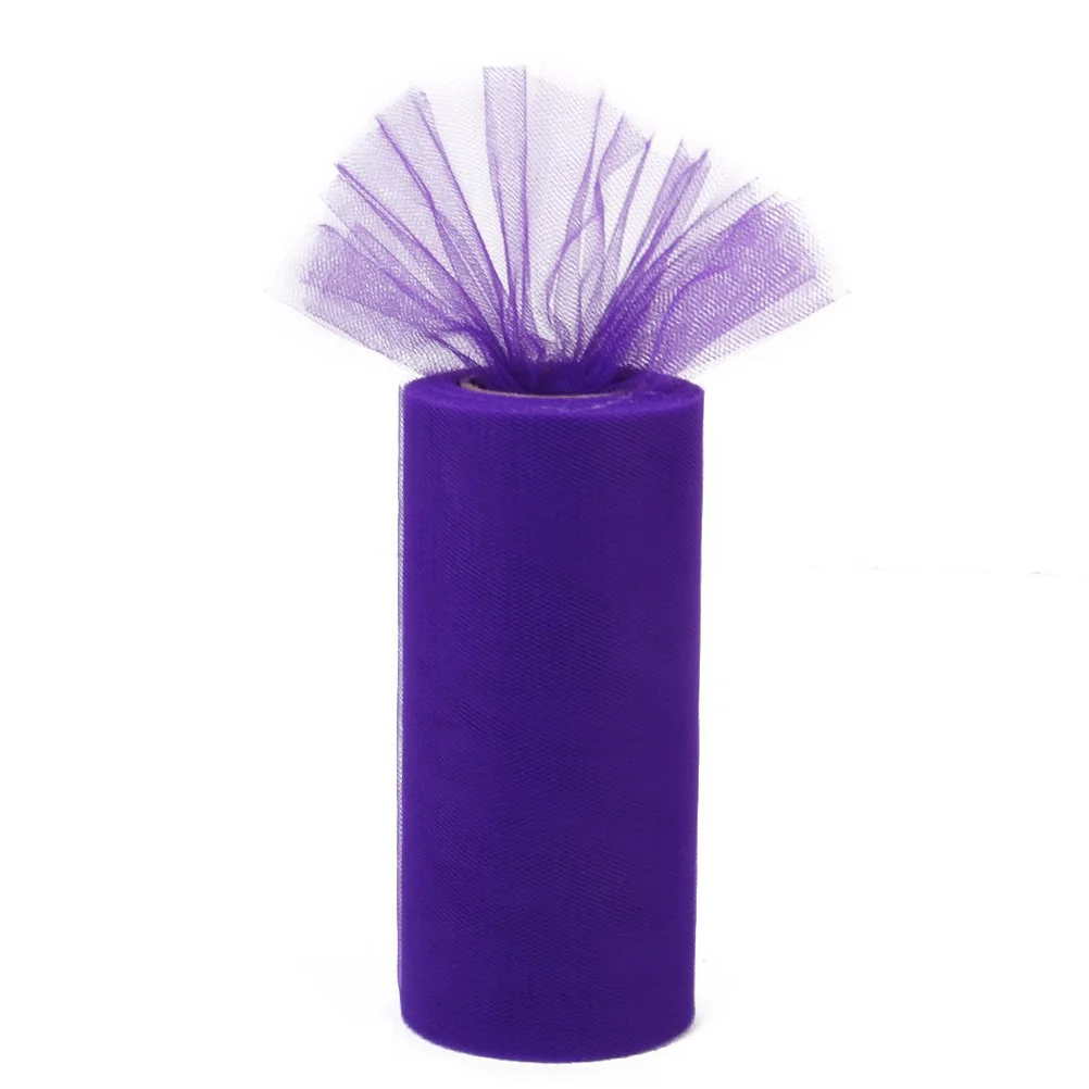 

22M 15Cm Dark Purple Tulle Roll for Wedding Decoration and Party DIY Craft Supplies - Banquet Room Doorway Floral Arrangement