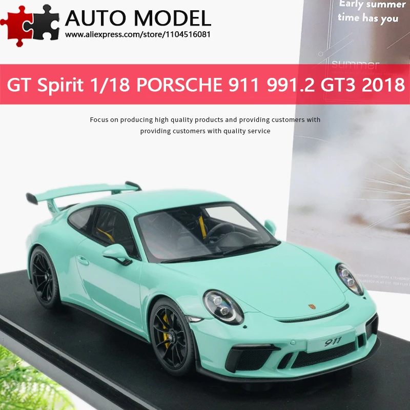 

Коллекционная модель автомобиля Porsche 911 992.1 GT3 Tiffany Green Limited Edition 2018 года, масштаб 1:18, литая из смолы, статическая модель, игрушка для взрослых, подарок для мальчика.