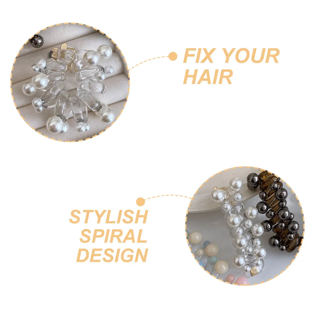 

Beaded Spiral Ties for Women Elastic Telephone Cord Ponytail Holders Thick Small Coil Bands Fine Thin Hair Scrunchies Glamour