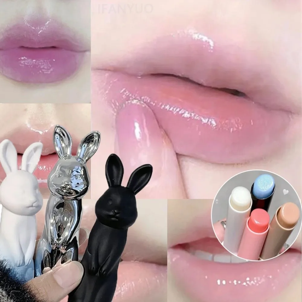 New Rabbit Black Rose Lip Balm Moisturizing Anti-Chapped Lip Tint Jelly Colored Long Lasting Lip Glaze Women