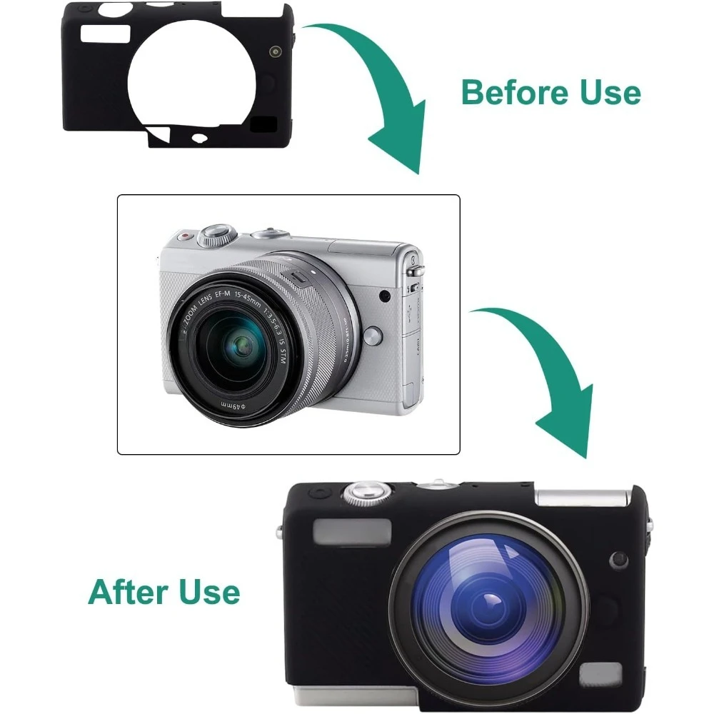 

For Canon EOS M100 Soft rubber camera bag Soft Silicone Protective Case + Hot Shoe Cover