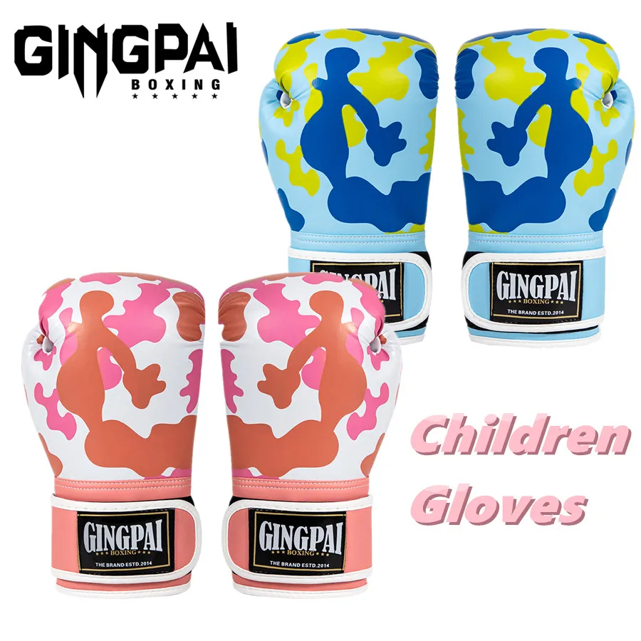 Kids Multi Color Printed Boxing Gloves Fight Kickboxing Training Equipment Boys Girls PU Muay Thai Taekwondo Boxing Gloves