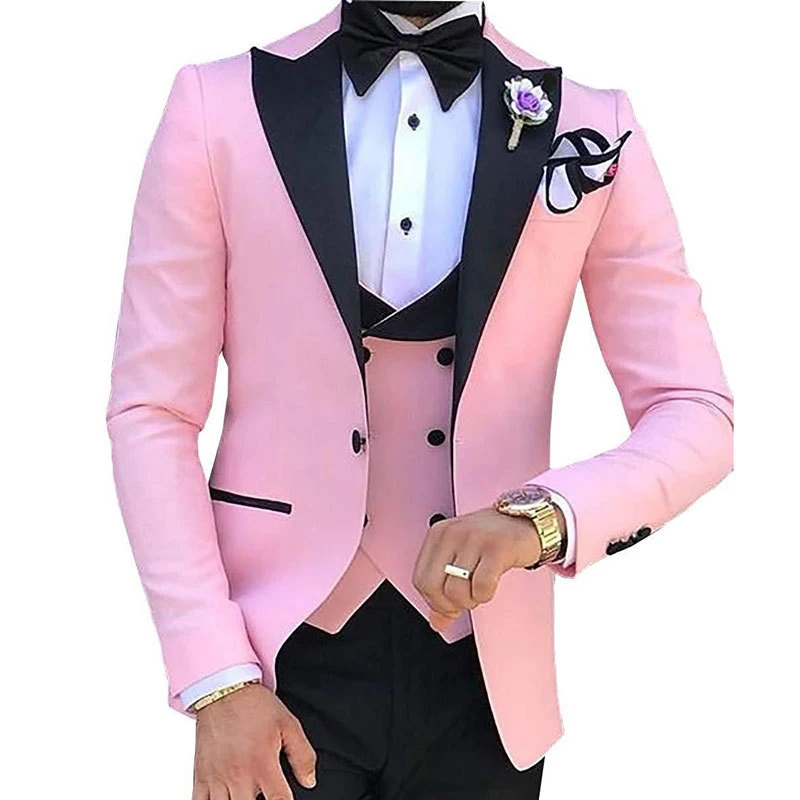 

Pink Plus Business Casual Suit Three-piece Set Groomsmen Wedding Banquet Suit Suit Men