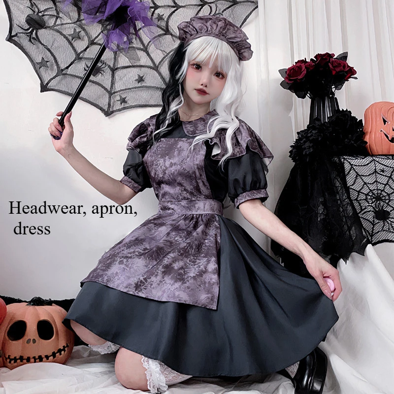 Japanese Halloween Gothic Vampire Mini Cosplay Maid Dress Party