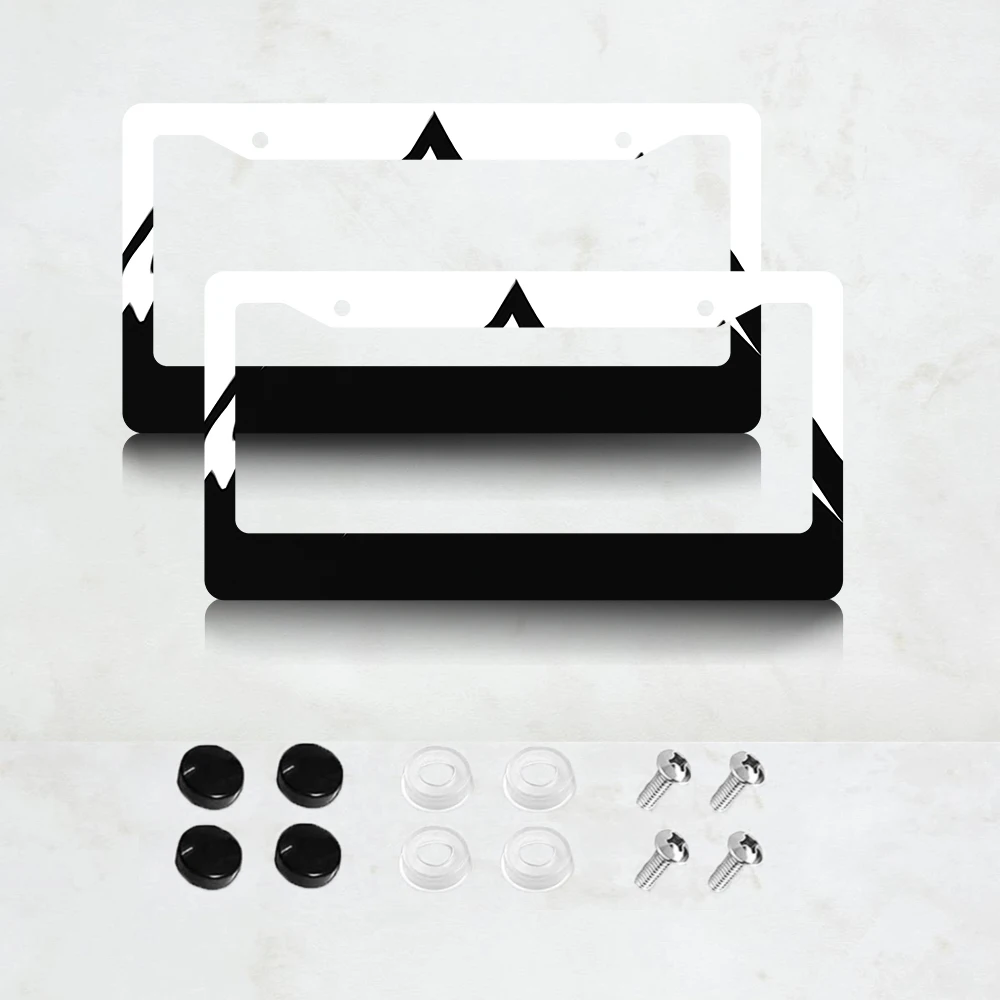 

2PC 2-Hole License Plate Frame, Black Aluminum, 6x12 Inches, with Screws, USA Canada Mexico Standard Size