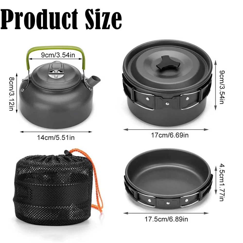 Outdoor camping cookware portable camping equipment outdoor tableware water kettle cookware set aluminum alloy material
