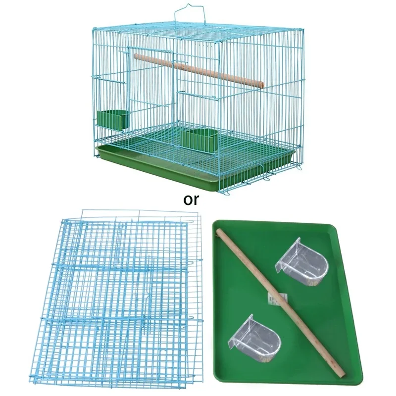 Wire Rectangular Small Cage for Small Birds and Canaries Rekord Equipped Feeders