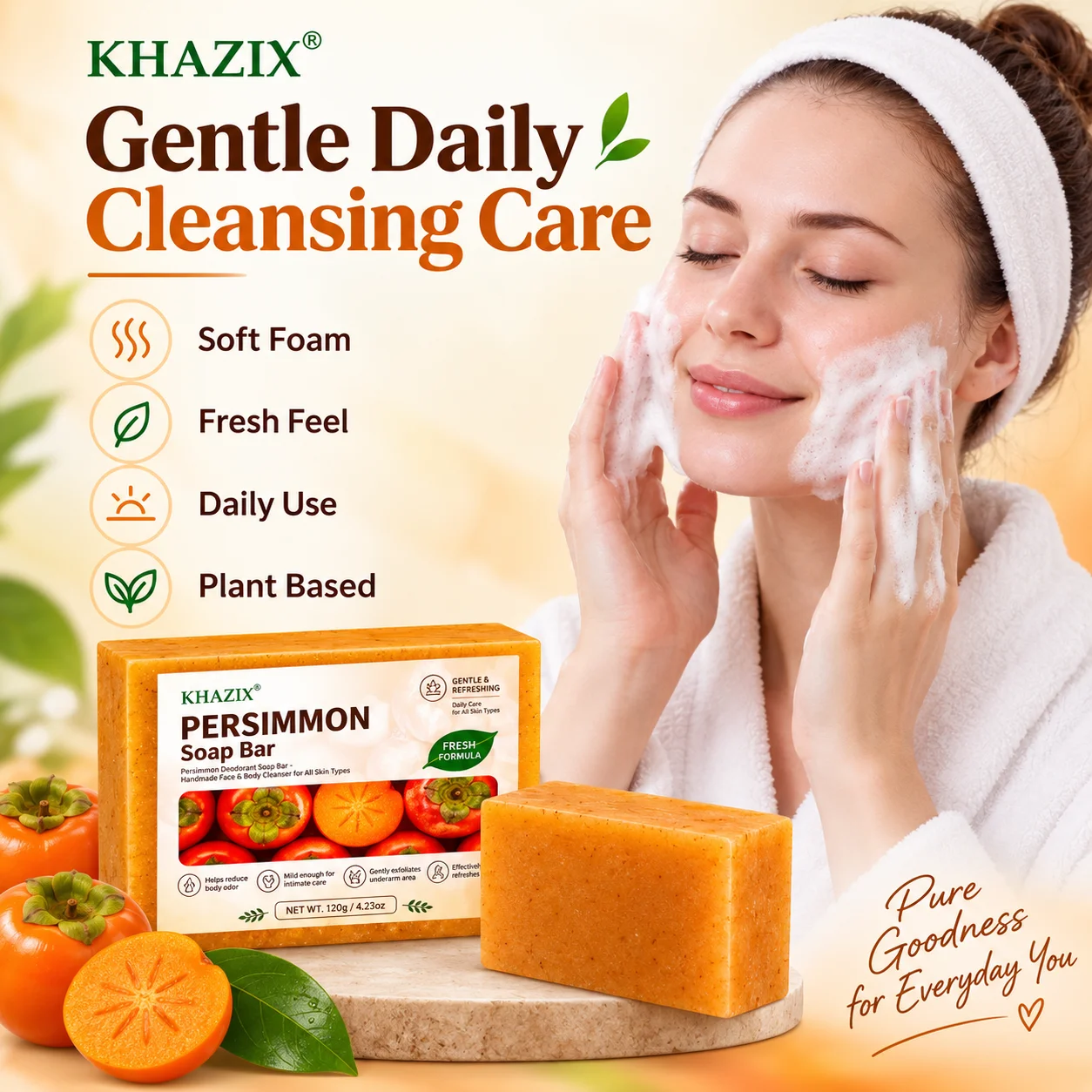Turmeric Soap Bar 120g, Golden Face & Body Cleansing Soap for Daily Showers, Handwashing and Everyday Bath Care