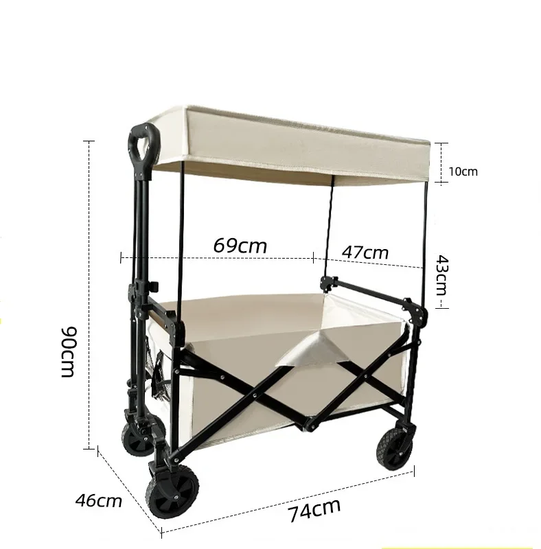 Collapsible Garden Removable Canopy Camping Folding Utility Wagon Heavy Outdoor Beach Wagon for Camping Picnic