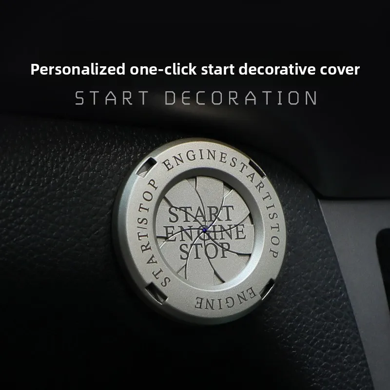 

Car one-click start protective cover decorative sticker car interior ignition device button switch protective metal sticker
