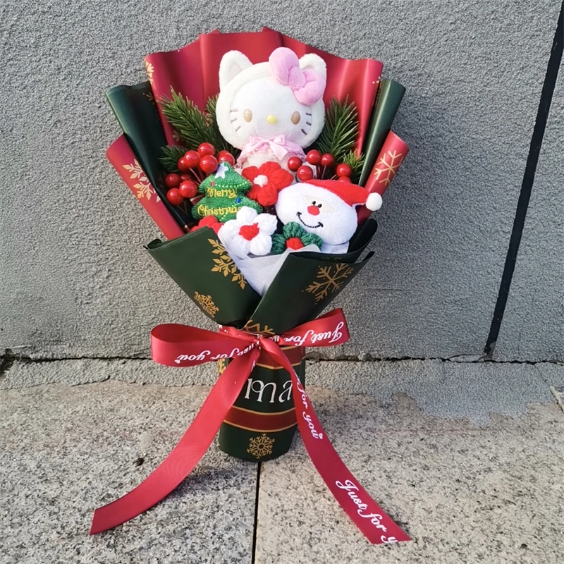MINISO Świąteczny Bukiet Hello Kitty Kuromi Cinnamoroll My Melody Pluszowa Lalka Zabawka Walentynki Urodziny Prezent Świąteczny