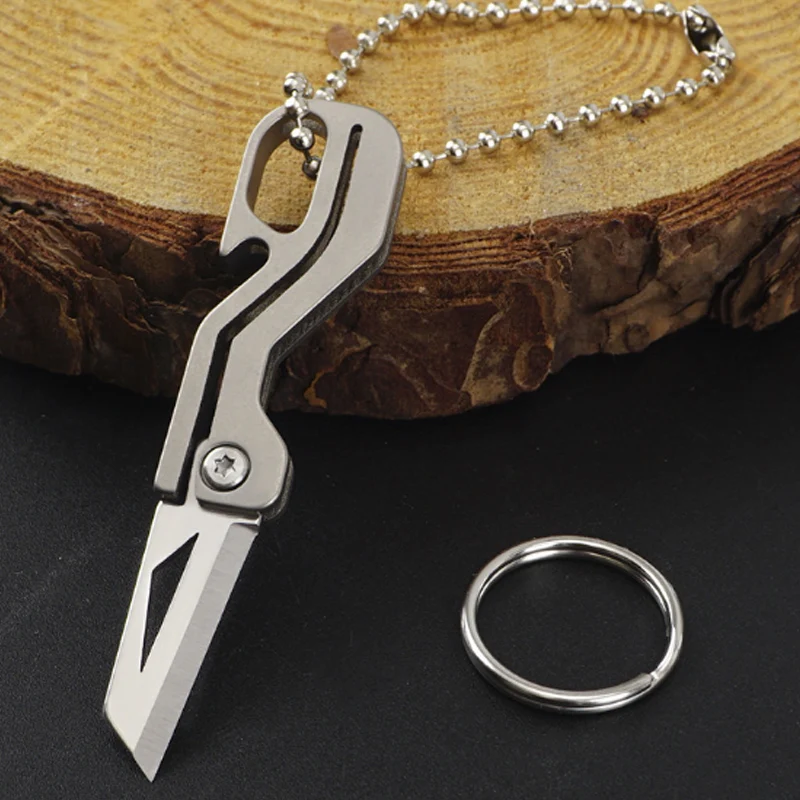 Edc Titanium Alloy Mini Knife Equipamento de Camping Unboxing Holiday Gift Chaveiro Pendurado Outdoor Multi Tools