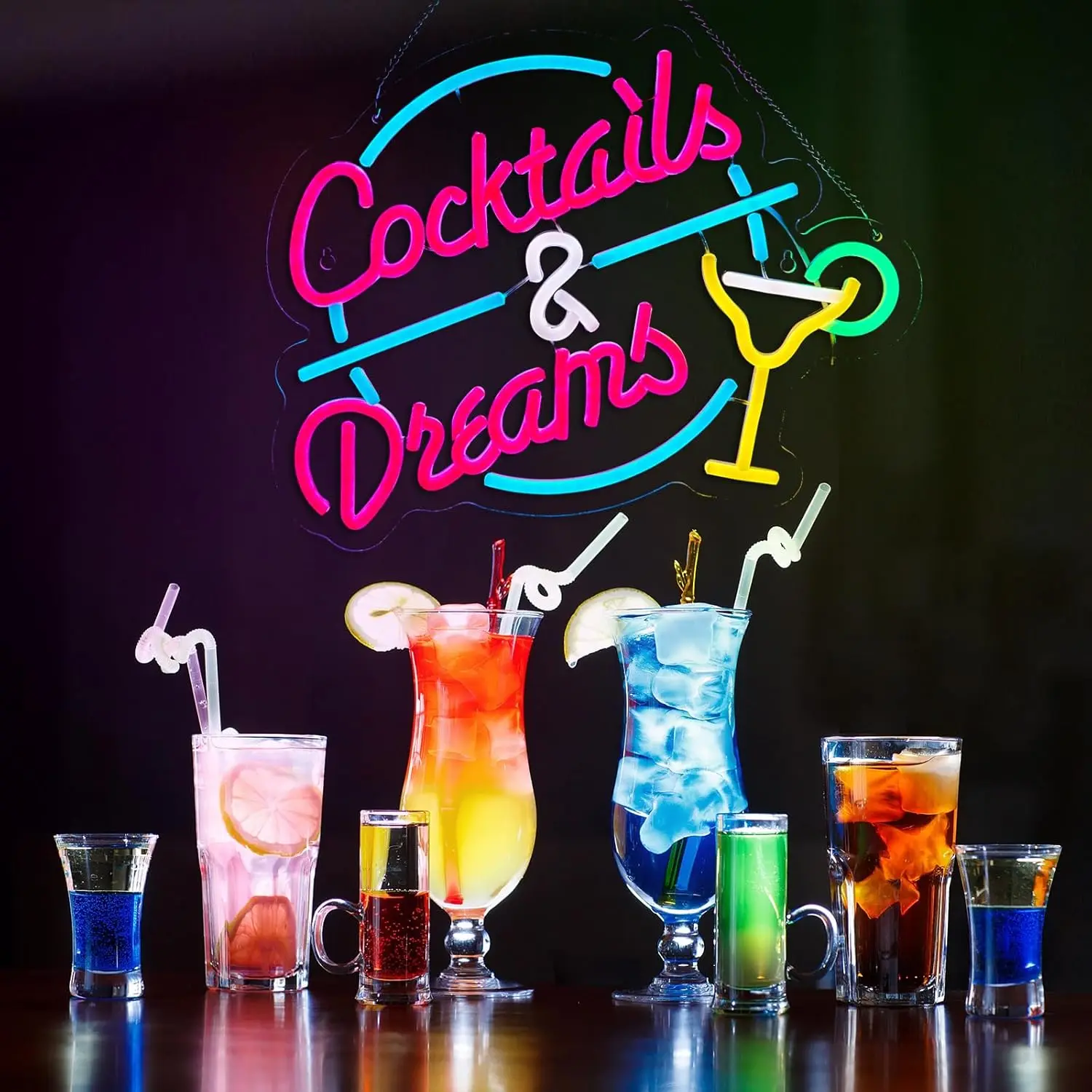 Cocktails and Dreams Neon Sign USB Beer LED Light for Garage Tiki Bar Gaming Room Bedroom Decoration Neon personnalisé Gift view 2