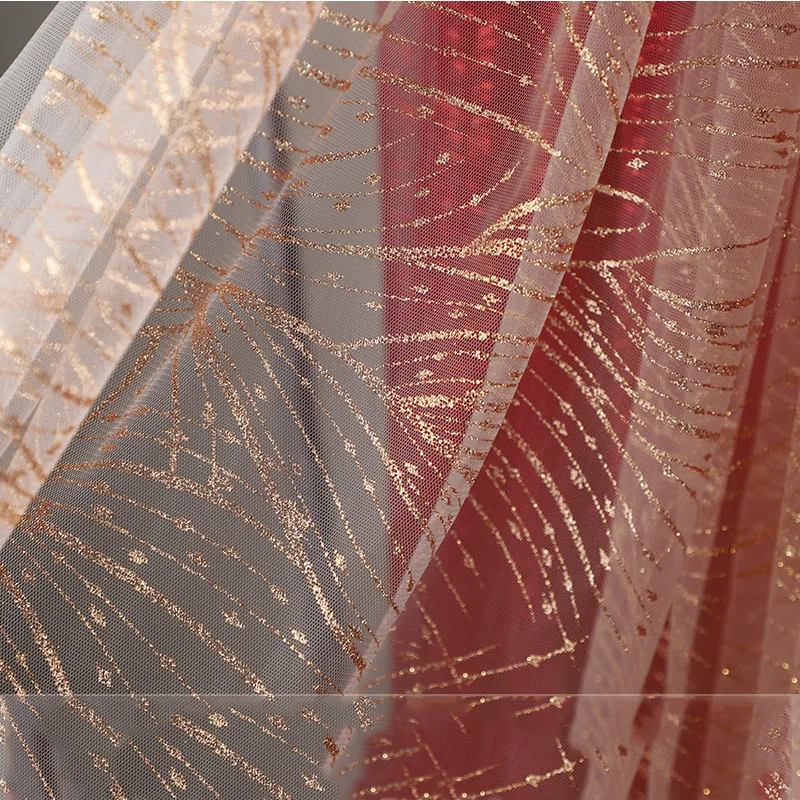Tulle Fabric Bronzing Sequin By The Meter for Clothes Wedding Dresses Skirts Sewing Mesh Yarn Summer High-grade Decorative Cloth